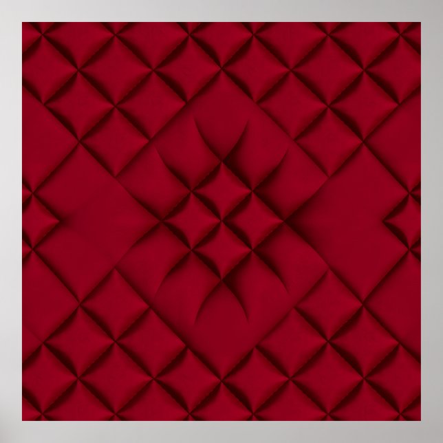 Poster Deep Red Quilted Leather Pattern (Frente)