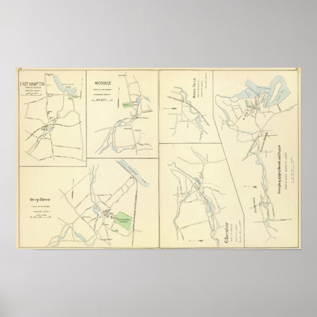 Póster Deep River, Ivoryton, Center Brook, Essex (Frente)