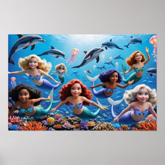 Poster Deep Sea Adventure - Underwater Mermaids Tale  (Frente)