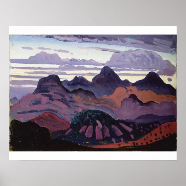 Póster Deep Twilight, Pirenéus, c.1912-13 (petróleo no pa (Frente)