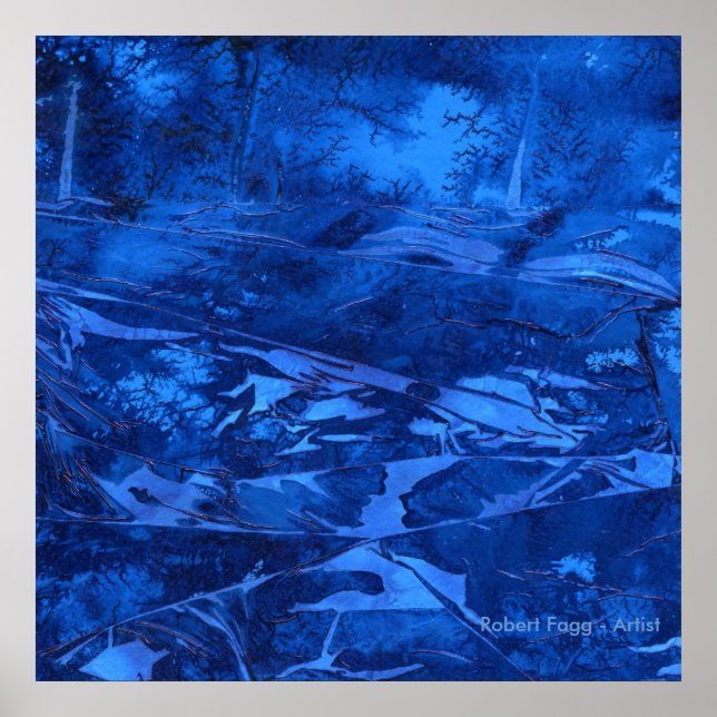 Póster "Deep Water #5" Abstrato Art de Robert Fagg azul (Frente)