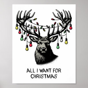 Poster Deer Buck Doe Todos Querem Luzes De Natal