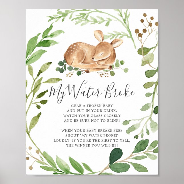 Poster Deer Chá de fraldas Meu Sinal De Água Quebrada (Frente)