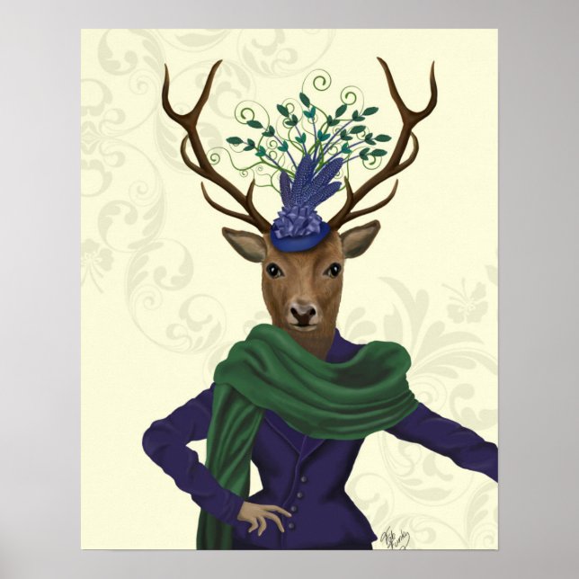 Póster Deer e Fascinator (Frente)