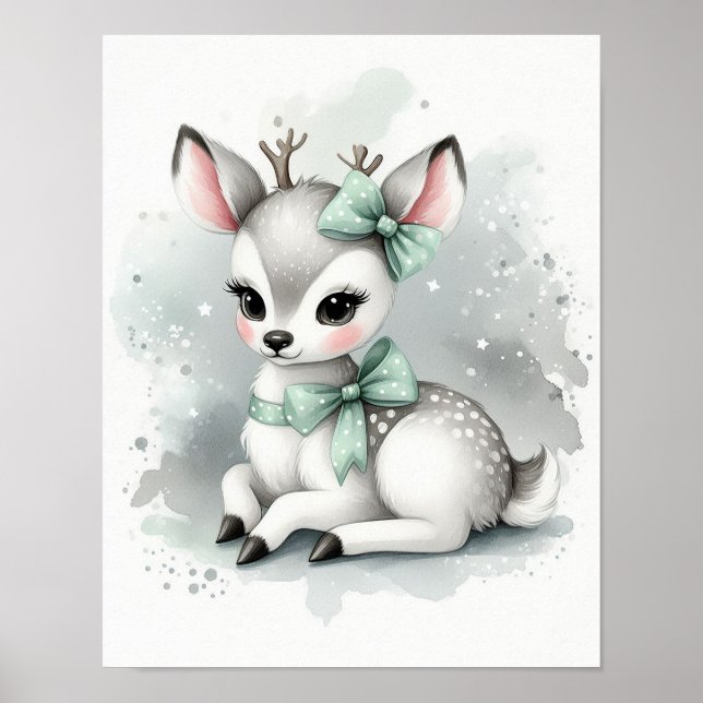 Poster Deer Forest Nursery Wall Art (Frente)