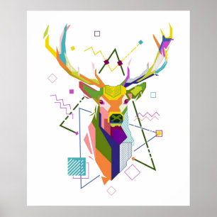 Poster Deer Geométrico Colorido