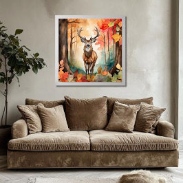 Poster Deer in Fall Foliage