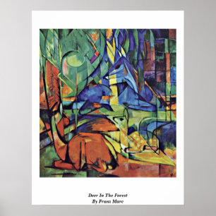 Póster Deer In the Forest (Ii), Por Franz Marc