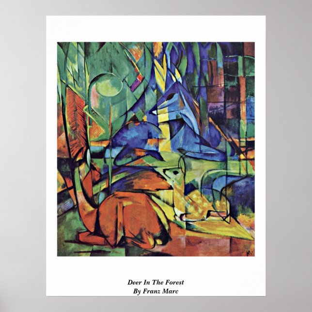 Póster Deer In the Forest (Ii), Por Franz Marc (Frente)