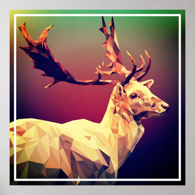 Poster Deer Polygon Design (Frente)