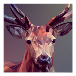 Póster Deer Polygons Art Design Graphic Animal Stag Postc