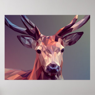 Poster Deer Polygons Art Design Graphic Animal Stag Postc