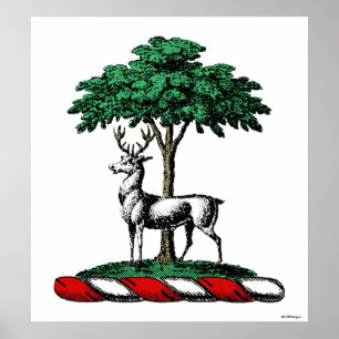 Poster Deer Stag por Tree Heraldic Crest Emblem