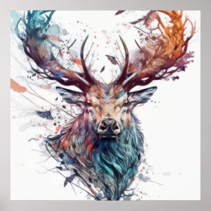 Poster Deer Stag Portrait Animal Painting Willife Free