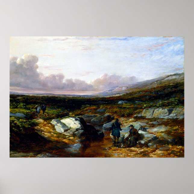 Poster Deer Stalking na Escócia Preparando-se Tait 1851 (Frente)