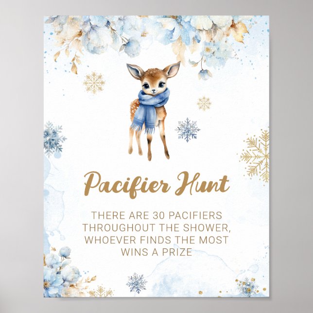 Poster "Deer Winter Baby Boy Chá Pacifier Game" (Frente)