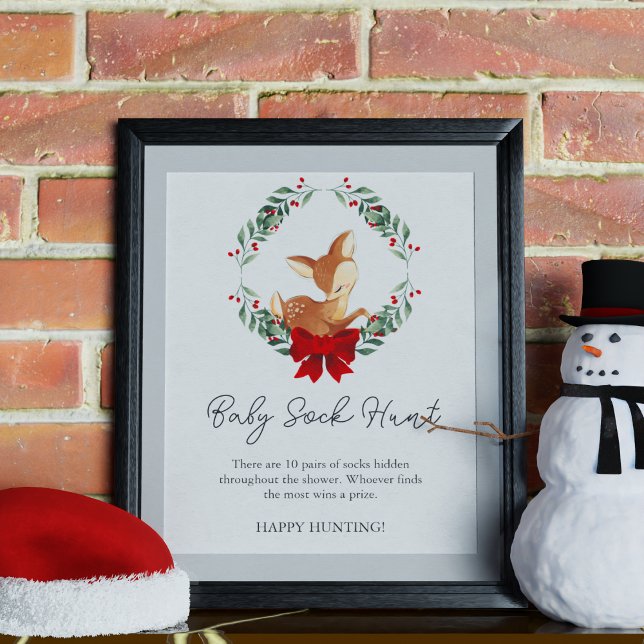 Poster Deer Winter Greenery Baby Sock Game (Criador carregado)