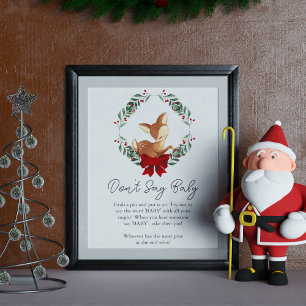 Poster Deer Winter Greenery Não diga jogo de bebê