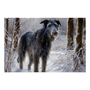 Póster Deerhound Escocês Deixe-o nevar no Natal