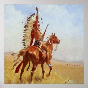 Poster "Defiance" Arte Ocidental de Frederic Remington