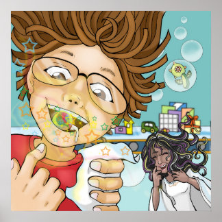 Poster deficiente, fada negra dos dentes, rapaz, brinqued