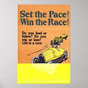 Poster Defina o Ritmo Vença a Corrida Carro de Corrida Mo