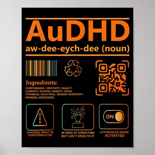 Poster Definição AuDHD Gráfico de Conscientização da Neur (Frente)