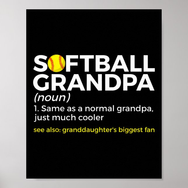 Poster Definição de Avô de Softball Maior Fã da Net (Frente)