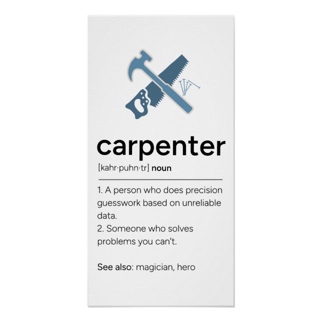 Póster Definição de Carpinteiro com Ferramentas (Frente)