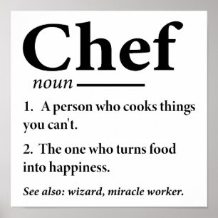 Poster Definição de Chef Engraçado Cozinhando Chef
