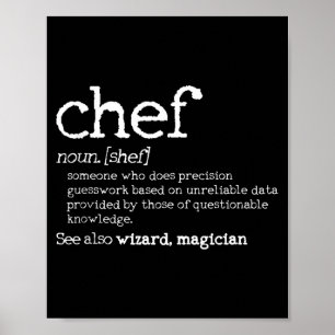 Poster Definição de Chef - Presente de Cozinha Dicionário