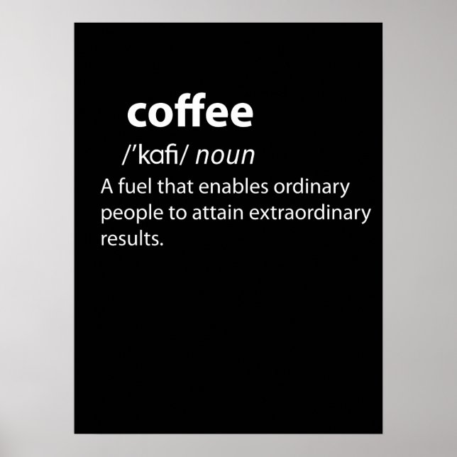 Poster Definição de Dicionário Engraçado Café (Frente)