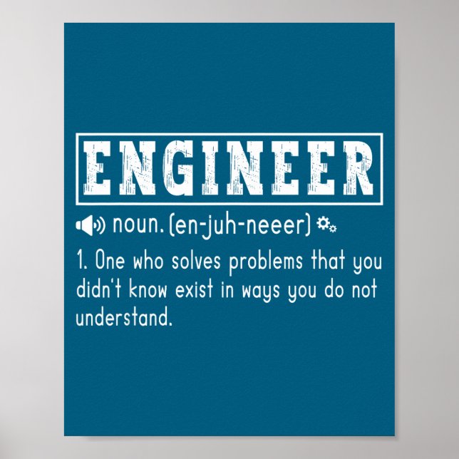Poster Definição de Engenheiro Engraçado Solução de Probl (Frente)