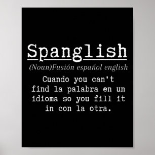 Poster Definição de Espanglês Professora de Espanhol Engr