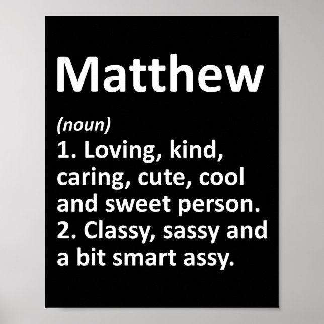 Poster Definição de Matthew Nome Personalizado Presente d (Frente)