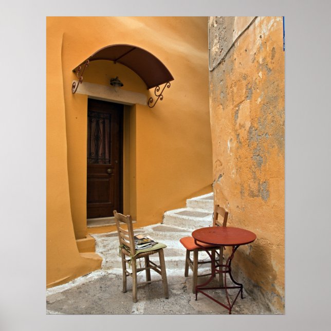 Póster Definição de mesa para Sidewalk, Chania, Creta, Gr (Frente)