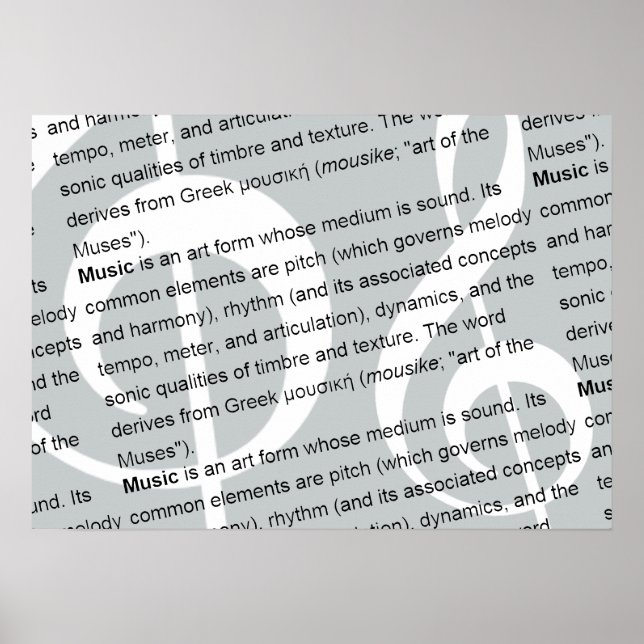 Póster definição de música com g-clef (Frente)