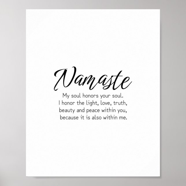 Poster Definição de Namaste Zen,Yoga, citação inspiradora (Frente)