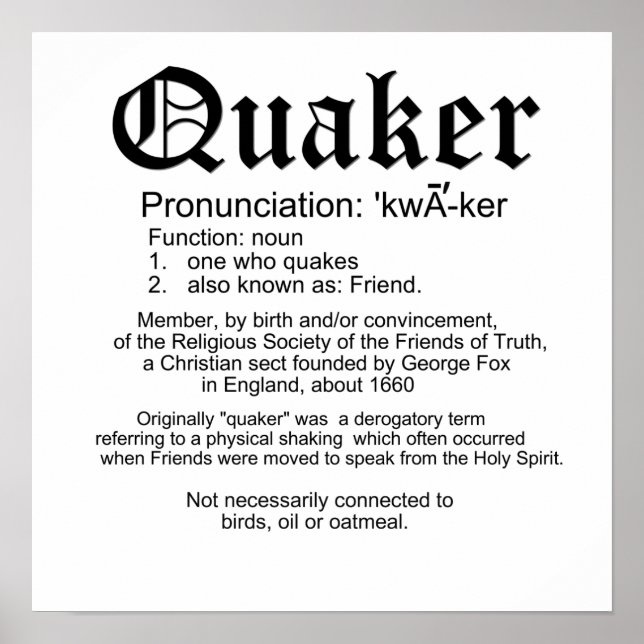 Póster Definição de Quaker (Frente)