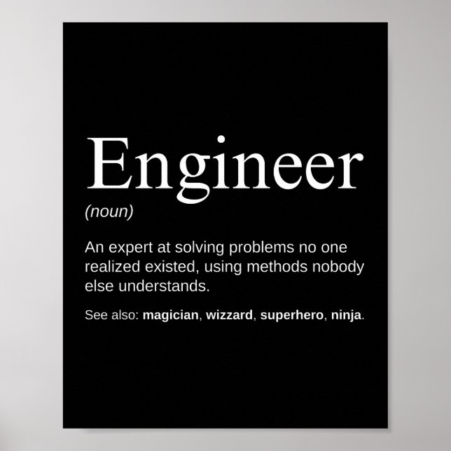 Poster Definição Divertida de Trabalho de Engenheiro (Frente)