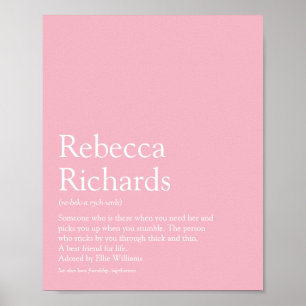 Poster Definição do Nome Feminino Rosa Tipográfico Modern