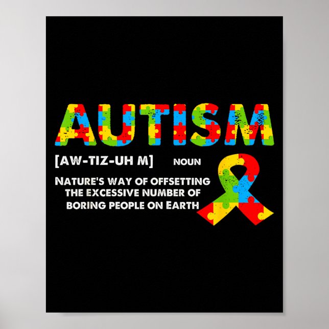 Poster Definição Engraçada de Autismo - Mês de Conscienti (Frente)