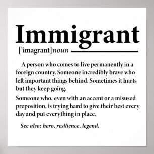 Poster Definição Engraçada de Imigrante Imigrantes Imigra