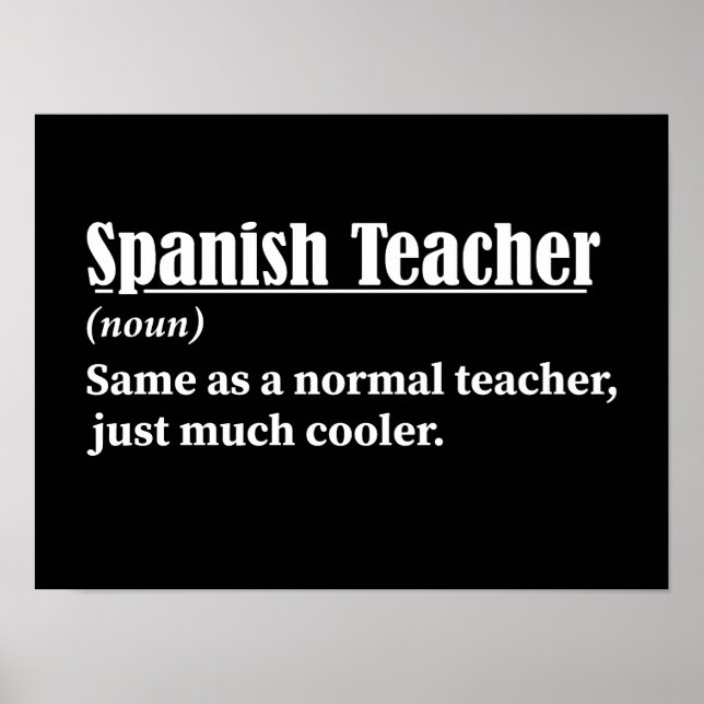 Poster Definição Engraçado de Professora Espanhol (Frente)