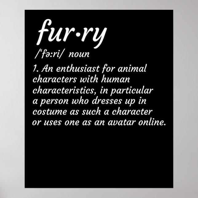 Poster Definição Furry Fandom Furries Design Cosplay (Frente)