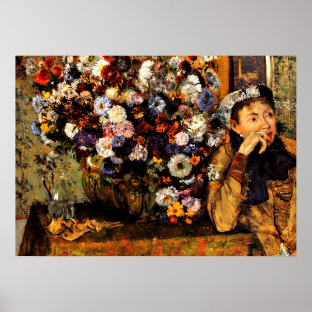 Póster Degas - Uma Mulher Sentada ao Lado de uma Vase de  (Frente)