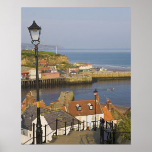 Póster Degraus que levam ao porto, Whitby, Norte