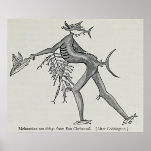 Poster Deidade Melanesian do mar da história de