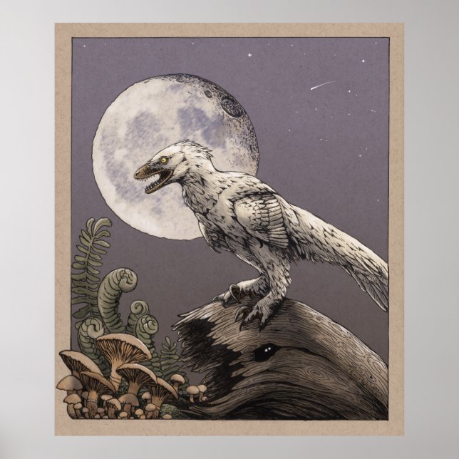 Poster Deinonychus e a Lua (Frente)