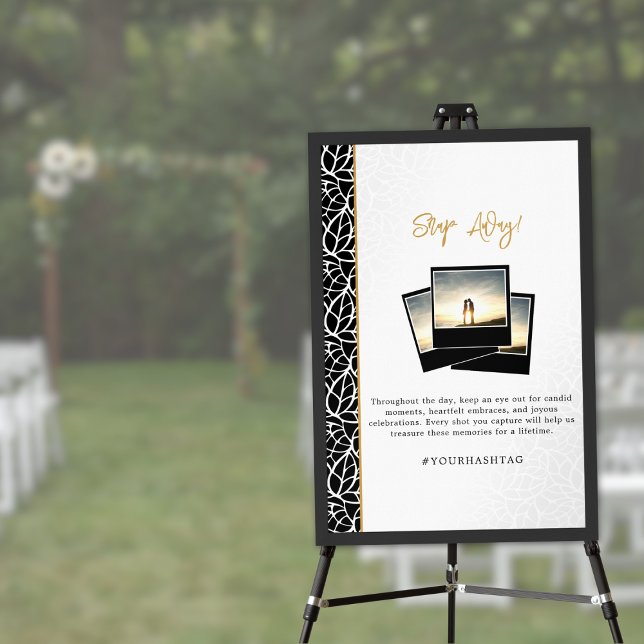 Poster Deixa O Tema De Casamento Sair #YOURHASHTAG (Leaves Wedding Theme Snap Away #YOURHASHTAG Poster)